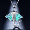 Bohemia Cute Sea Jellyfish Pendant Necklace For Women Charm Crystal Blue Imitation Opal Necklace Wedding Party  Gift