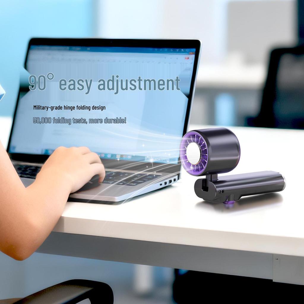 Portable High-Speed Cooling Handheld Fan with Strong Airflow, Long Battery Life, Foldable Neck, Digital Display, and Ice Pack Feature