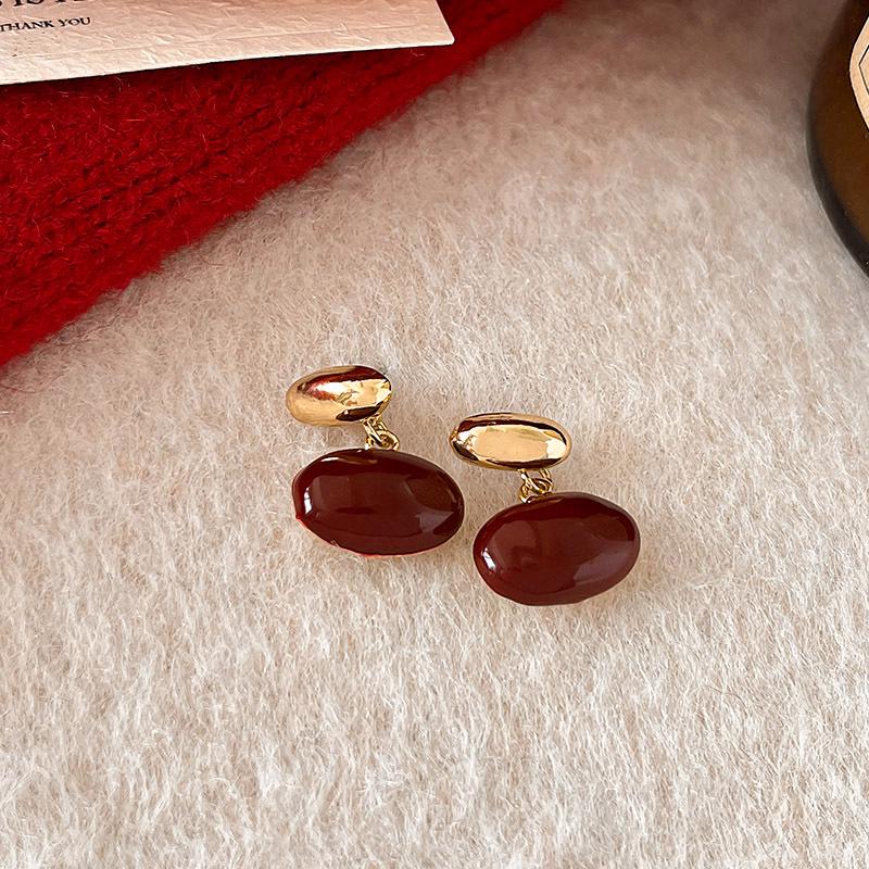 Red Encore Women's Brightening Ear Studs - 2026 Autumn/Winter Versatile Christmas Accessories