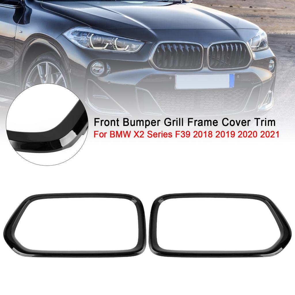 Gloss Black Front Bumper Grill Frame Cover Trim Fit BMW X2 Series F39 2018-2021