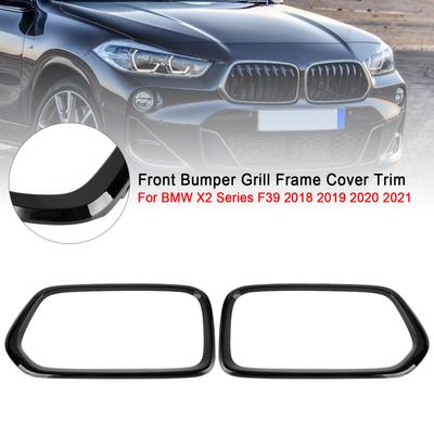 Gloss Black Front Bumper Grill Frame Cover Trim Fit BMW X2 Series F39 2018-2021