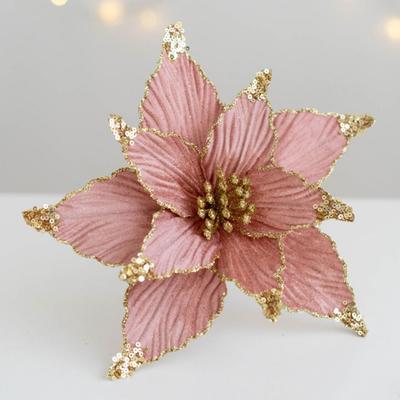 P Högkvalitativa Glittriga Julblommor Handgjorda Lätta att Använda Konstgjorda Blommor Prydnad DIY Jul Dekorativa Blommor Bröllop