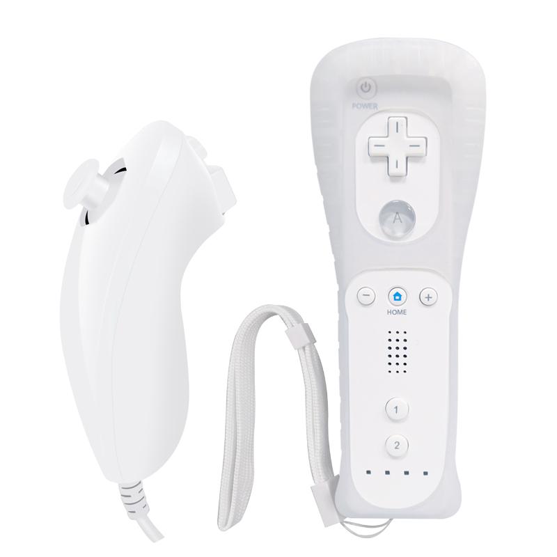 For Wii/Wii U Wireless Controller Set – Left Nunchuk Joystick / Right Vibration Remote with Silicone Cover & Wrist Strap
