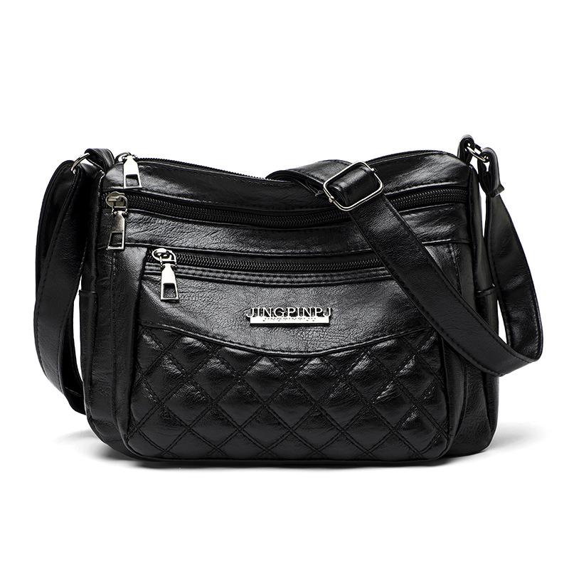

Women s bag embroidery thread rhombus new fashionable multi-layer flow shoulder bag messenger bag чёрный