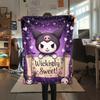 1PC Kuromi Print Flannel Blanket, High quality All Seasons, Home Decor, Warmth and Comfort, Perfect for Christmas Gifts