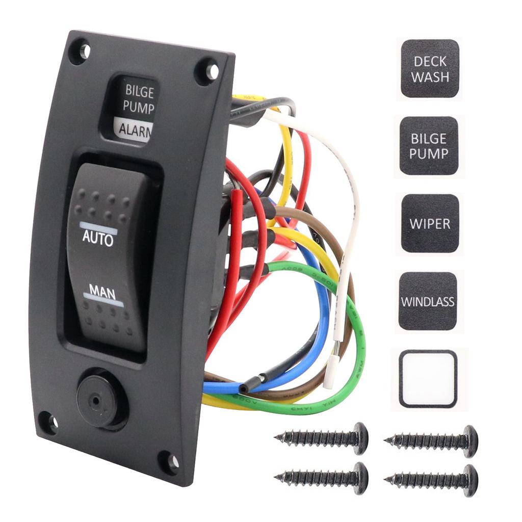 12V Bilge Pump Control Switch Panel 3 Way Manual/Off/Auto with LED Indicator 5A Fuse for Yacht Camper Truck Marine Boat