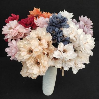 Multicolor Artificial Flower Peony 9 Heads Yellow Leaves Lifelike Flowers Floral Arrangement Silk Petals