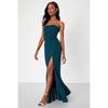Foreign Trade Lu's Tube Top Sexy Backless Show White and Green Gyaru Fishbone Chest Emphasizing Split Formal Dress Evening Wear Dress Women