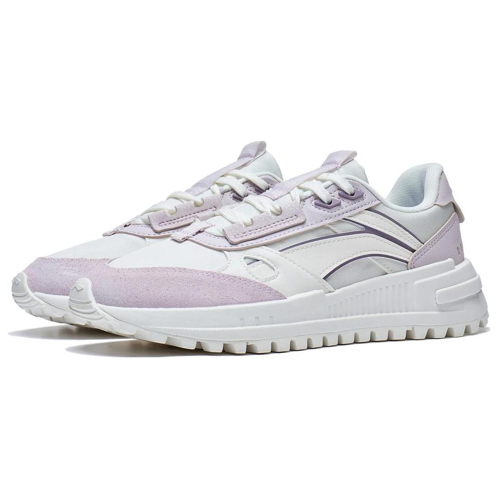 Li Ning Cheng Feng 2.0 Fabric Synthetic Leather Non-Slip Wear-Resistant Low-Top Sports Casual Shoes Women Sneakers White Gray Purple AGCT156-3