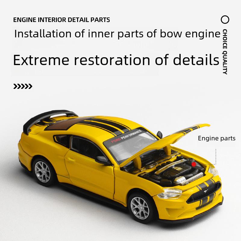 Amber Color 1:42 Ford Mustang GT 2018 Alloy Sedan Sports Car Model - Modified Edition