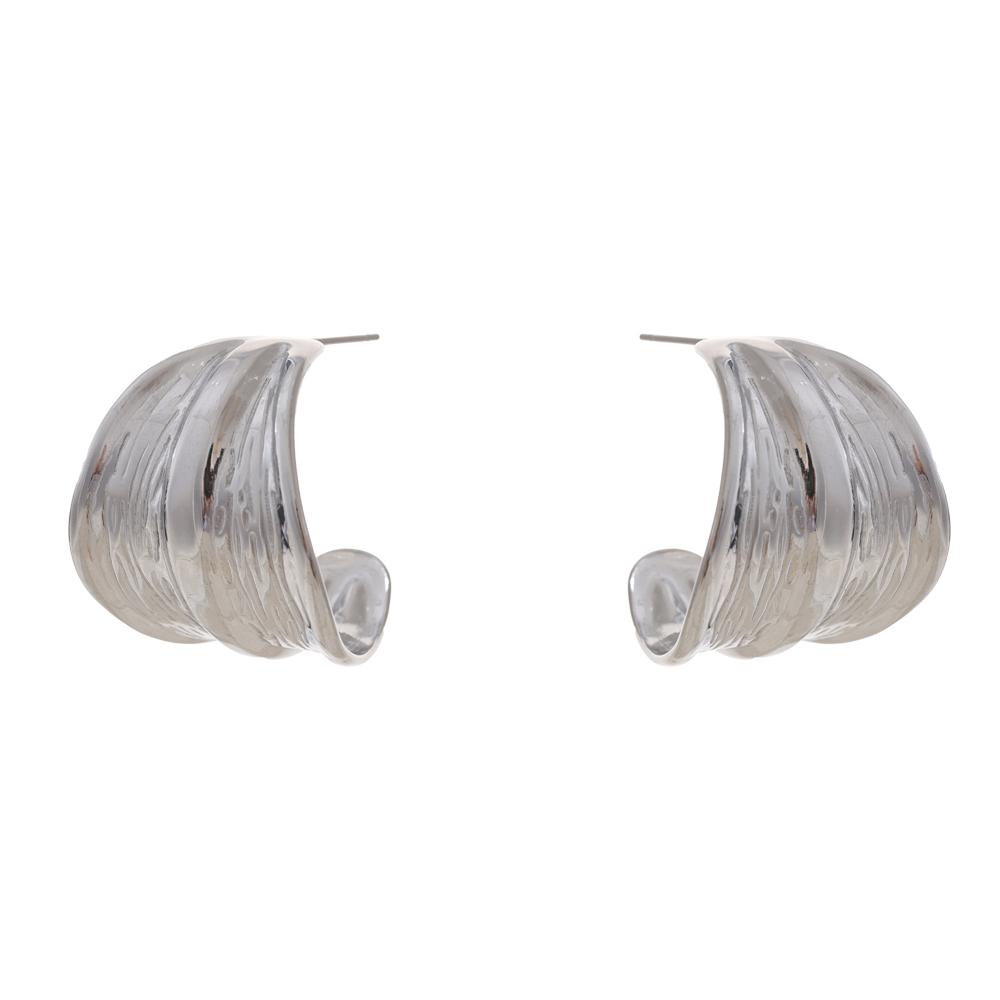 

Yhpup Statement Stainless Steel Wide C-Shaped Geometric Fashion Daily Hoop Earrings Anti Allergic for Women Accessories