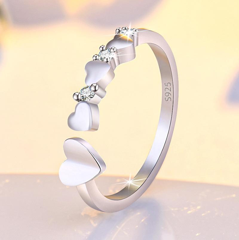New 925 Silver Ring Heart Sparkle AAA Zircon High Quality For Women Rings Wedding Fine Jewelry Accessories Party Gift