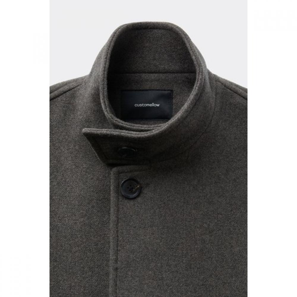 Customellow Oversize Fit Back Raglan High Neck Wool Coat Melange Brown Cwcaw2561