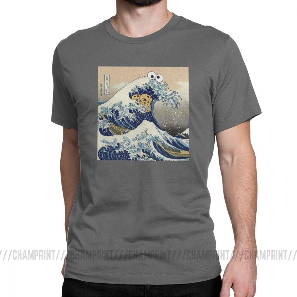 Fashion Cookie Monster T Shirt Harajuku Funny Japanese Cookie Clothes Great Wave Off Kanagawa T Shirt