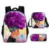 Cartoon African Girl Schoolbag, Primary And Secondary School Backpack, Backpack Three-Piece Set