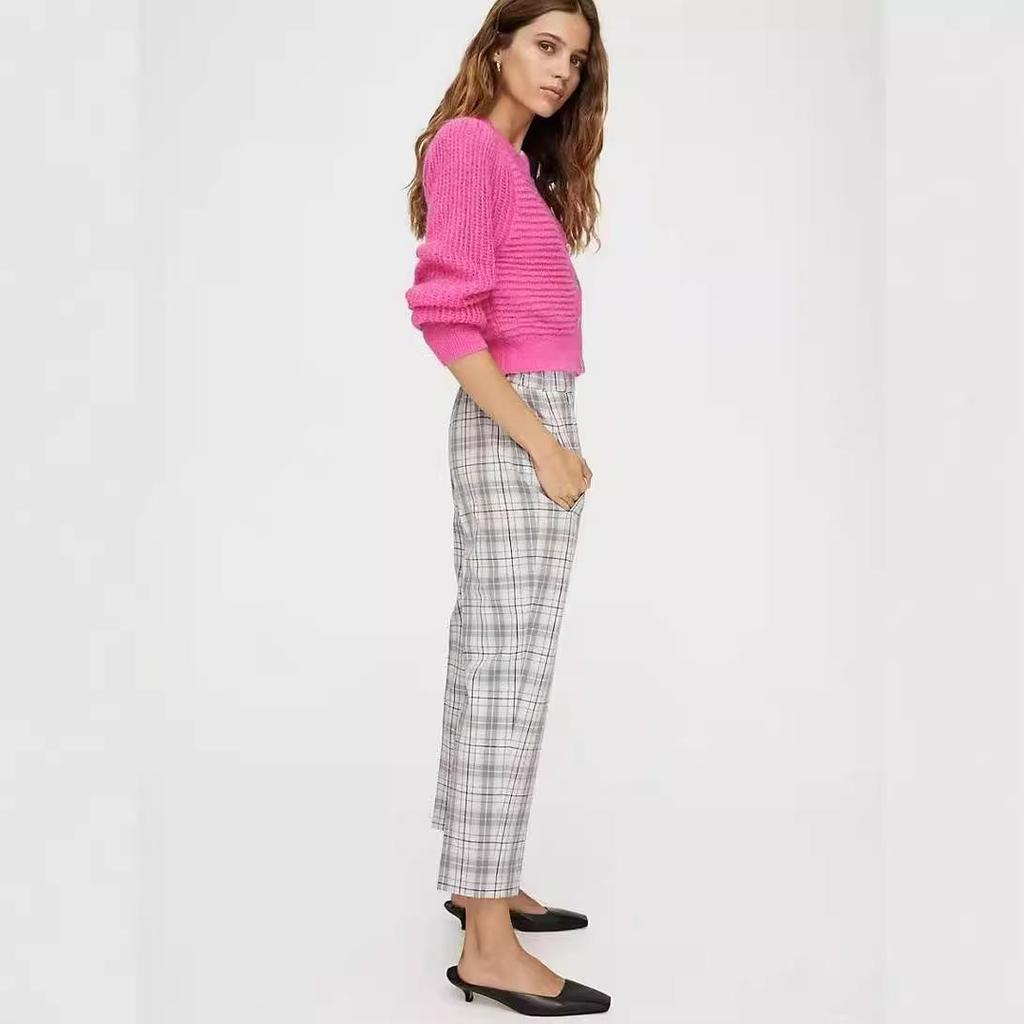 Classic British Style Plaid Straight-Leg Pants