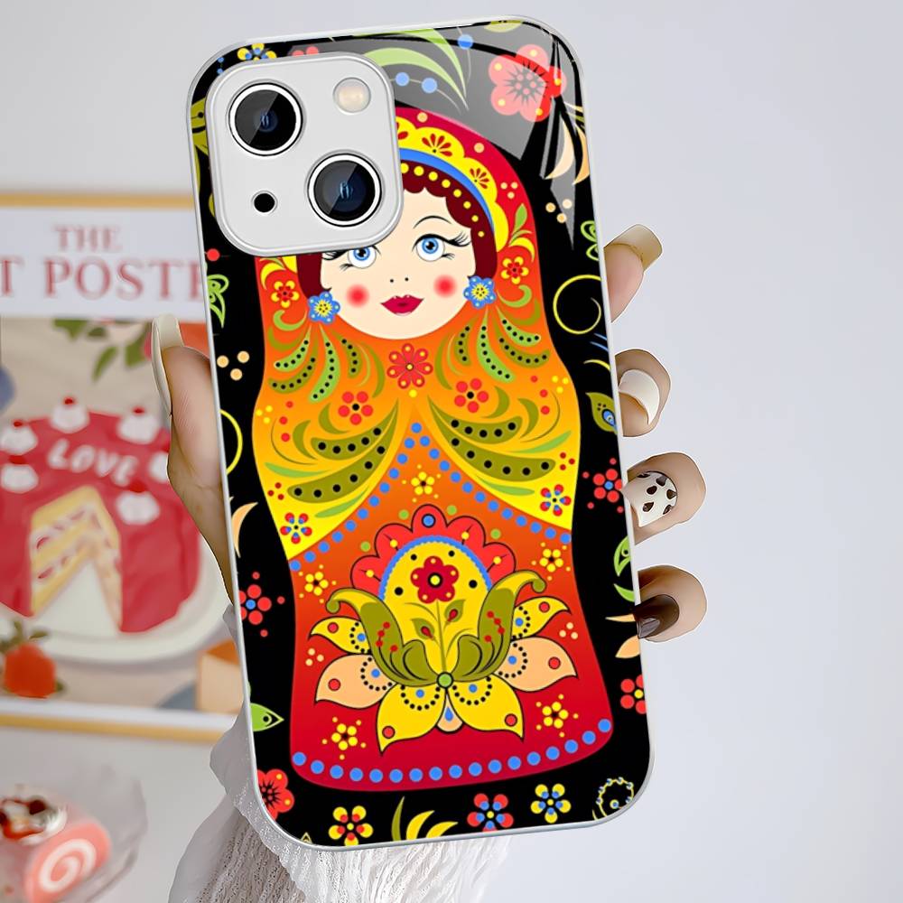 Classic Matryoshka Doll For IPhone 14 13 12 Mini 11 Pro XS Max X XR 14 Plus Tempered Glass Cover