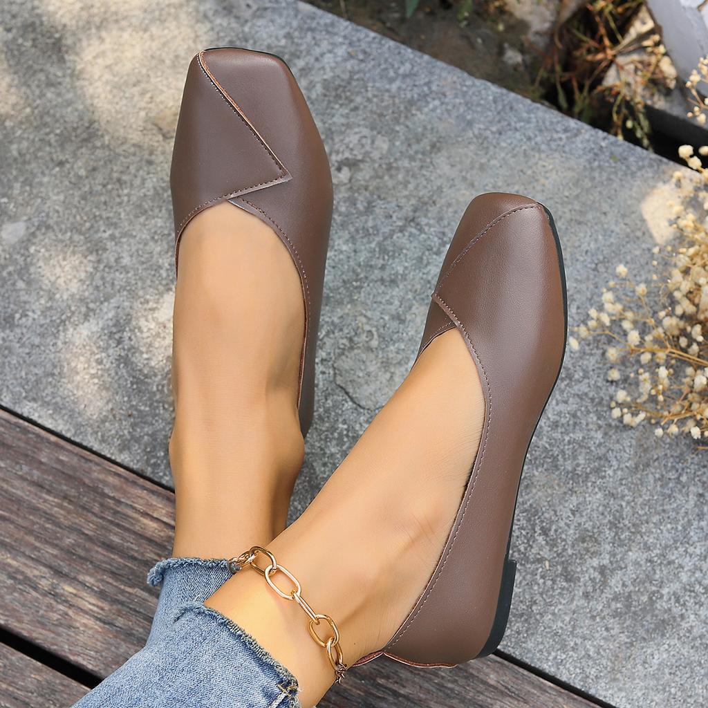 Comfortable Shoes Lady Casual Lightweight Brown Office Flats Summer Shoes Marlisasa Women Cute New Spring Slip On Flat