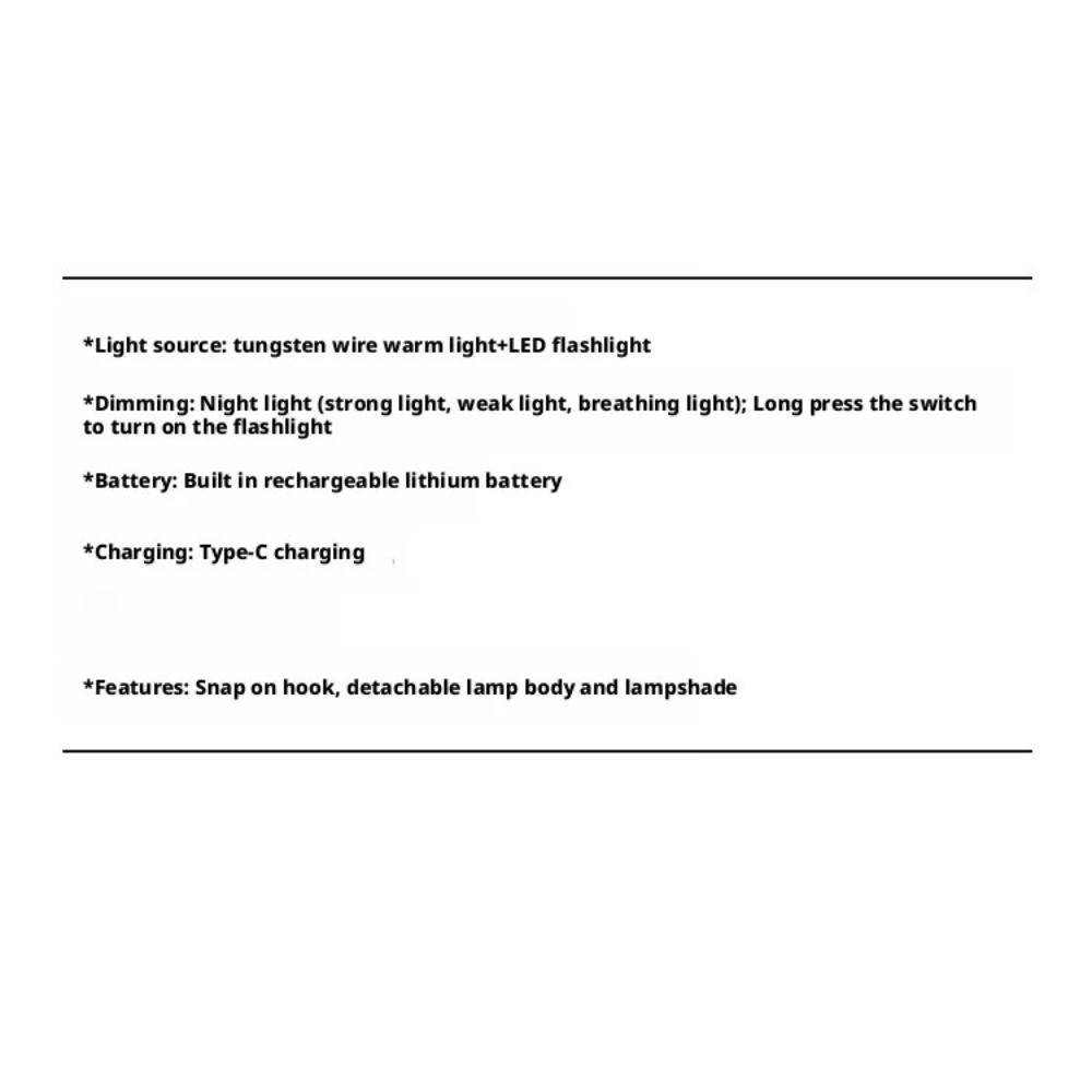 Rechargeable TPYC Camping Lamp Dual-Function Light Source Two-In-One Outdoor Atmosphere Tent Light Camping Night Light