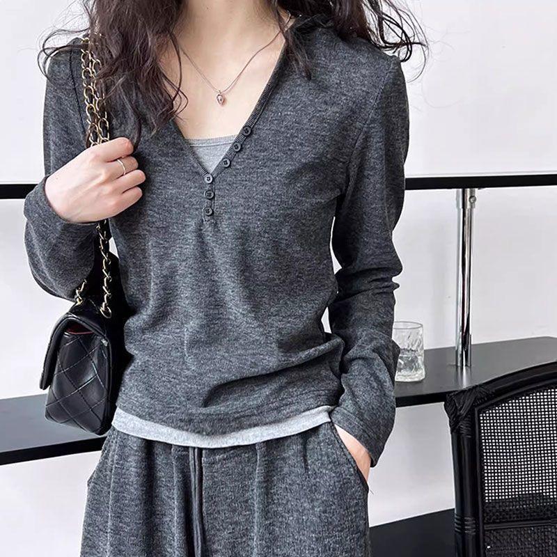 

Chic Spring/Summer 2026 Women s Set: Thin Long Sleeve Top + Wide Leg Pants S [Recommended 37.5-45 kg]