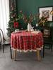 Tablecloth Plaid Christmas Day Table Cloth American Cloth, Round Tassel Suitable for Holiday Dining Rooms, Living Rooms, Family Gatherings