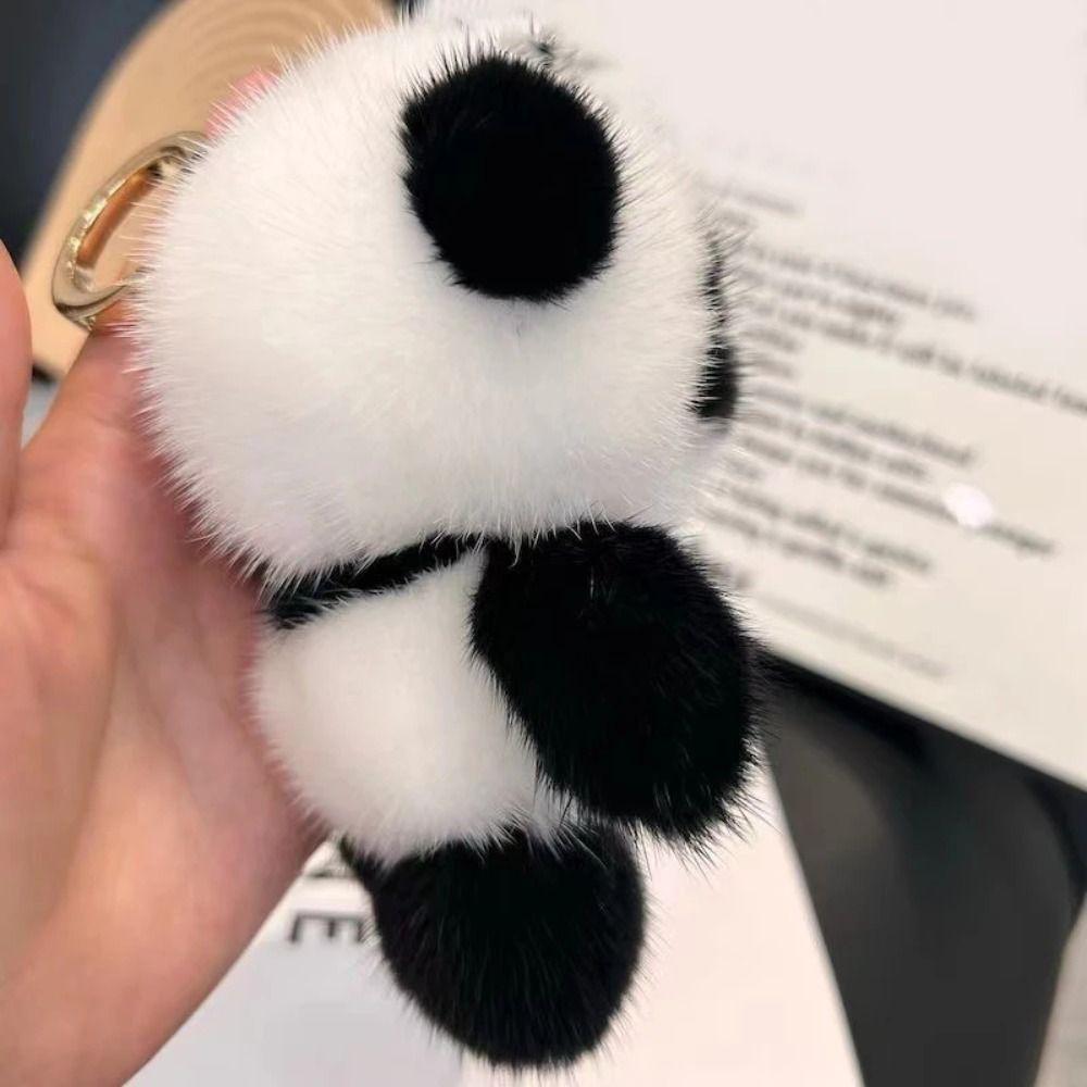 Animal Dolls Panda Furry KeyChain Imitation Mink Fur Mink Hair Keyrings  Bag Charm
