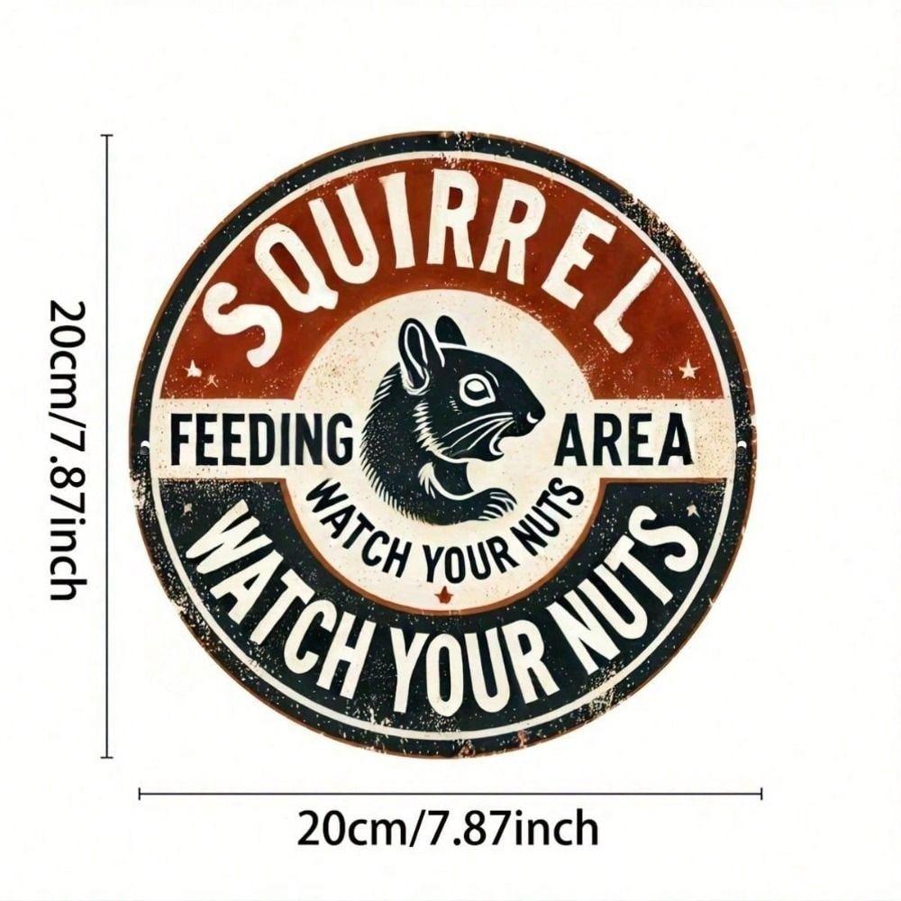 Vintage Metal Poster Squirrel Irony Wall Art Decor for Home Cafe 20x20 Cm