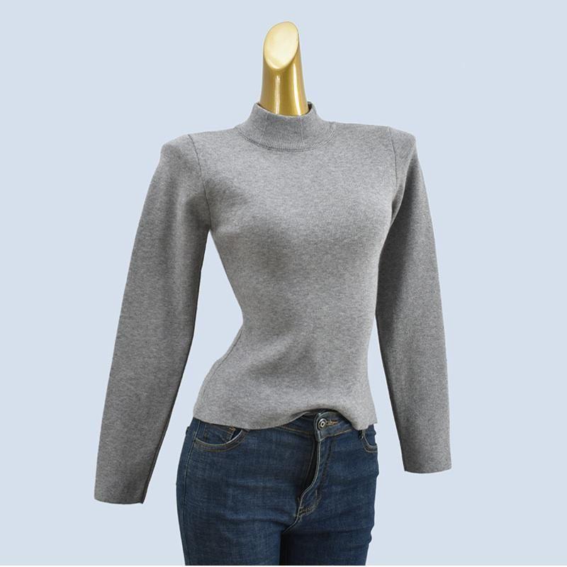 Core-Spun Yarn Soft Glutinous Knitting Mock Neck Sweater Women's Autumn and Winter Pure Color Minimalist Slim Fit Inner Wear Long Sleeves Tops