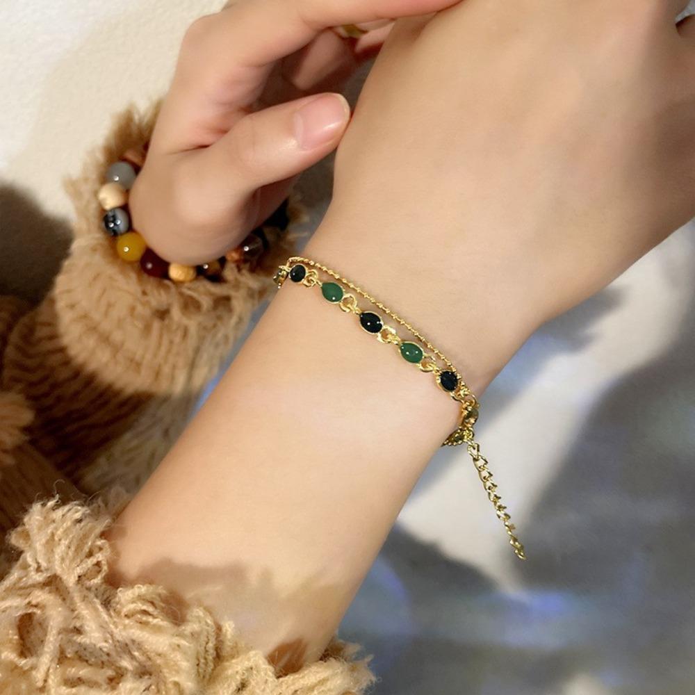 Trendy Opal Star Bracelet Ins Cool Style Minimalist Jewelry for Women Best Friend Gift Student Accessory