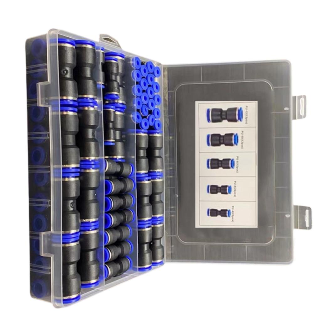 Air High Pressure Connectors 20x13x4cm Push Connectors Temperature Range 0-60 C Total 80 Pieces 16 Different Fittings