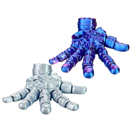 3D Printed Mechanical Hand Figurine Movable Joints Robotic Hand Statue Stress Relief Palm Fidget Toy Home Office Desktop Decoration Ornament