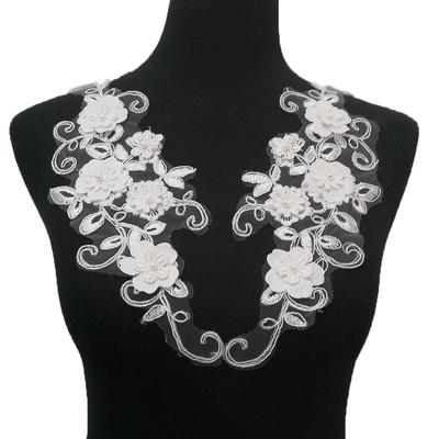 Black And White I Polyester Hollow Embroidery Beads Drills Sewing Lace Diy Decoration With Clothing Collar Accessories