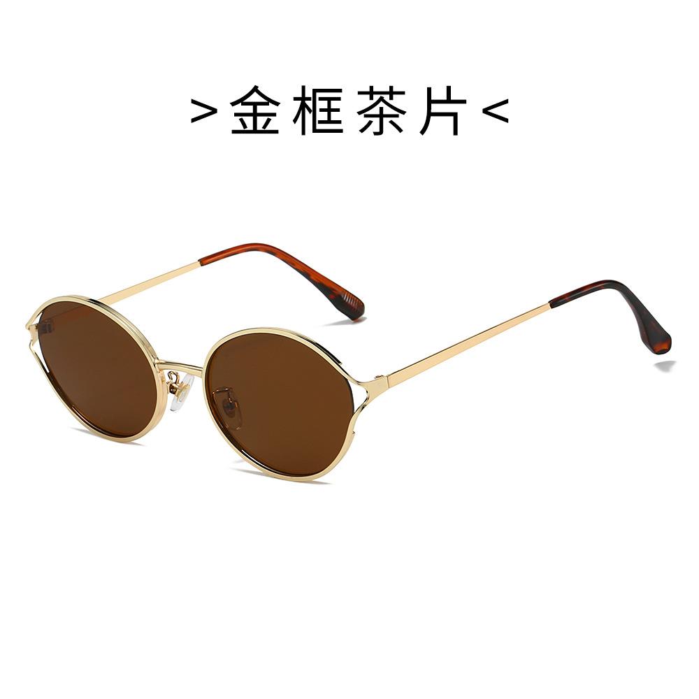 New Fashion Luxury Brand Oval Sunglasses For Women Men Trendy Metal Frame Sun Glasses Unisex Stylish Eyewear Shades Uv400