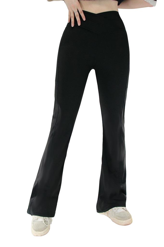 KISBINI Flared Yoga Dance Ballet Long Yoga XXL Women's Pants, Pants, Pants, Leggings, Wear, Practice, Leg-Lengthening, Breathable, Stretchy, Black,