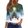 Women's 3D Snowman Printed Christmas Theme Round Neck Long Sleeve T-shirt Casual Comfortable Polyester Christmas Party Pullover