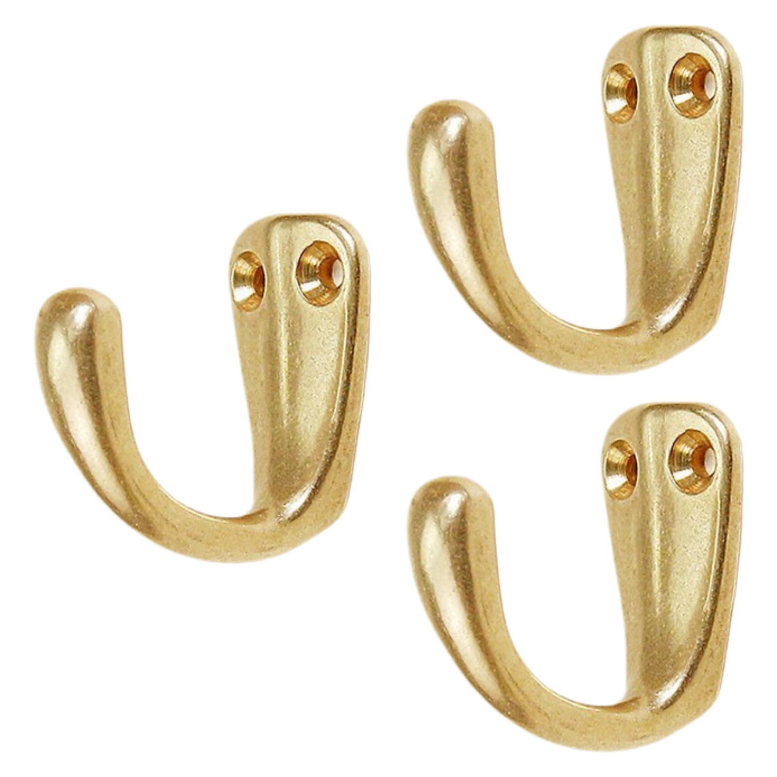 

3 Pieces Coat Hooks Wall Mount Brass Entryway Door Easy to Install Home золотистий