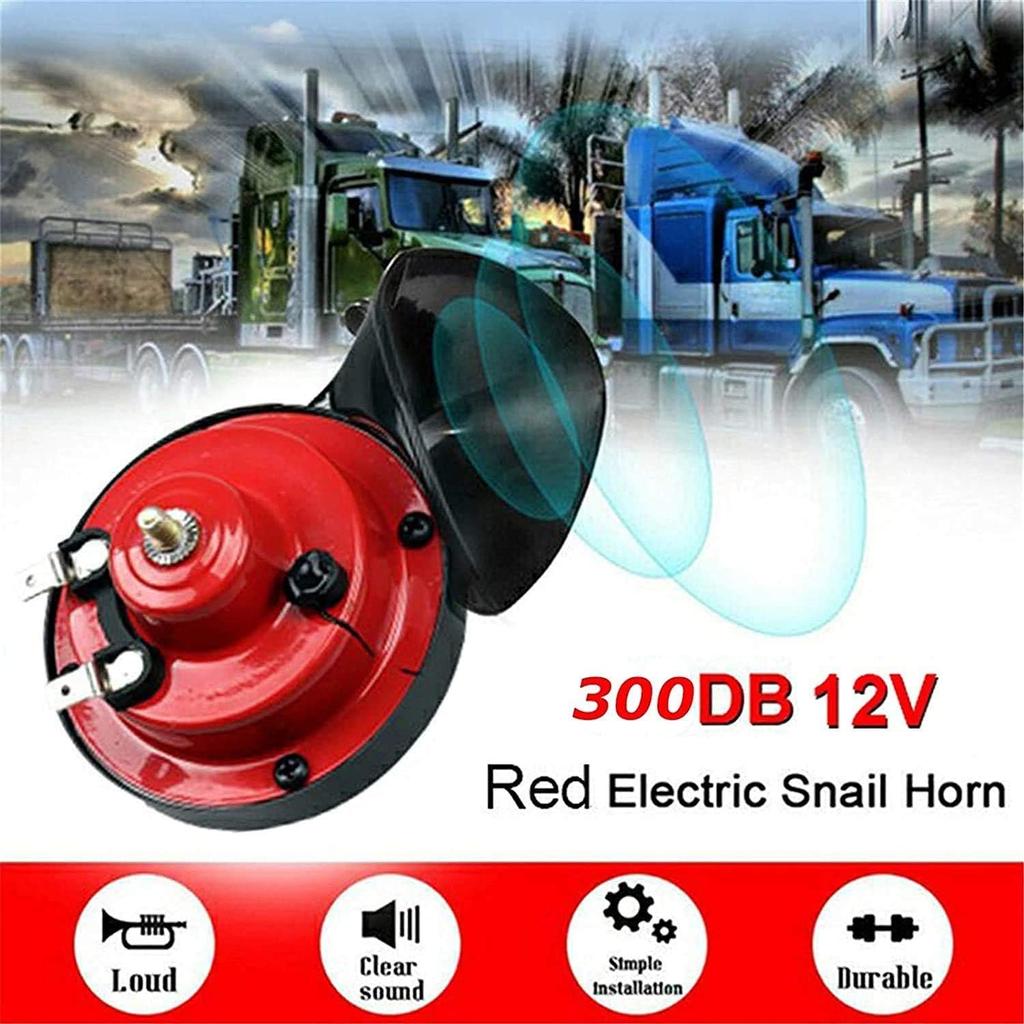300db Double Horn Pack (12v, Waterproof) - Trucks, Trains, Ships; Motorcycles, Alternate Car Parts (Red)