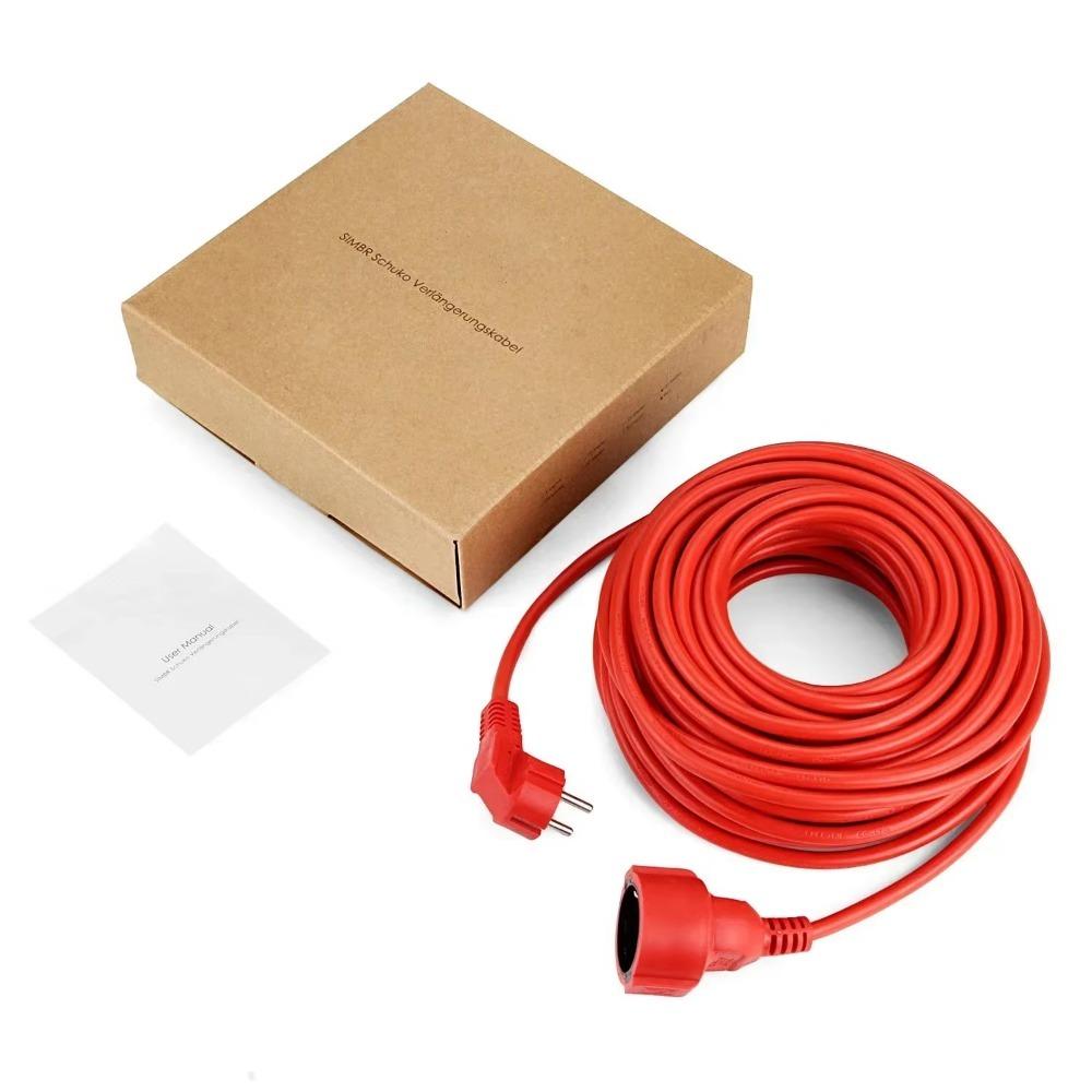 Melery Cabo de extensão de régua de energia 5/10 m, 10 A, tomadas da UE, 2500 W, tomada elétrica Schuko vermelha, tomada interna e externa, engenharia