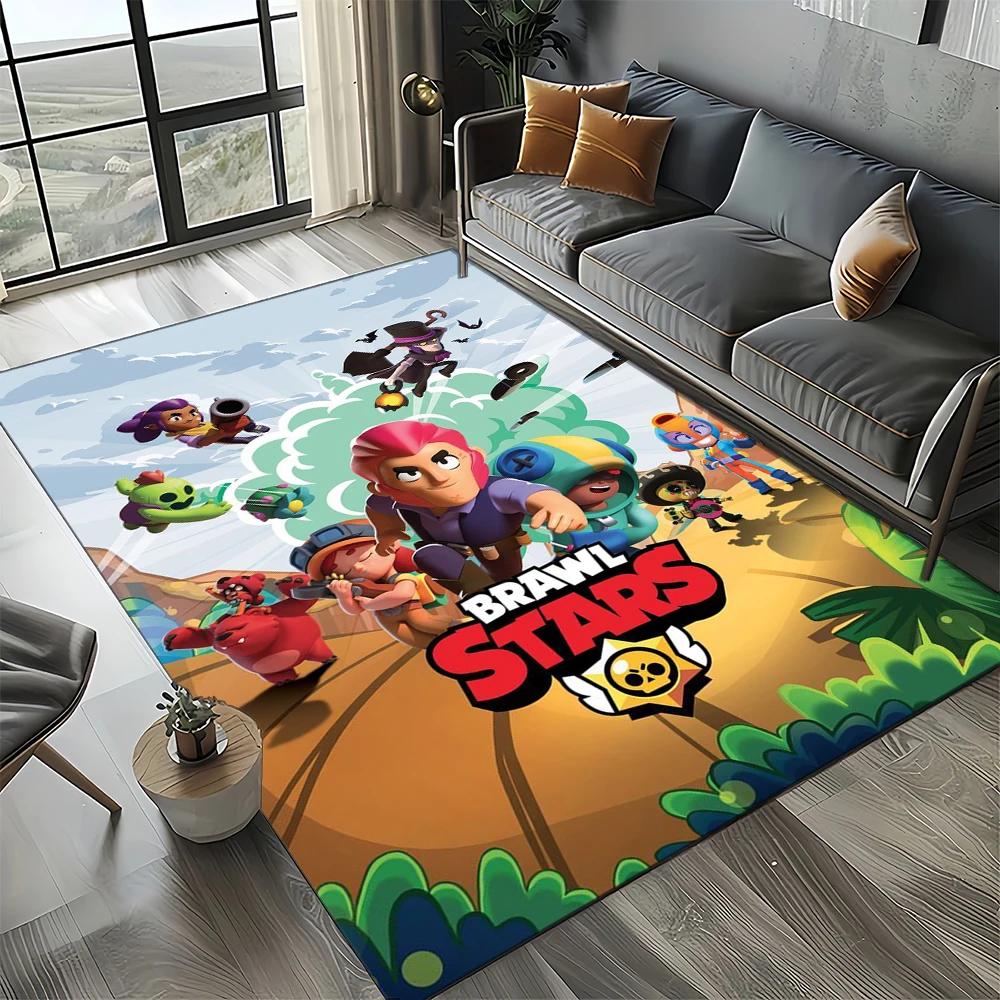 HOT B-Brawlls Cartoon Game 3D Print Rug Carpet for Living Room Bedroom Home Decor,kids Play Non-slip for Sofa Doormat