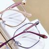 Purple Silk Fashionable Reading Glasses Vintage Silver High-End Reading Glasses Personalized Metal Frames Presbyopia Eyewear