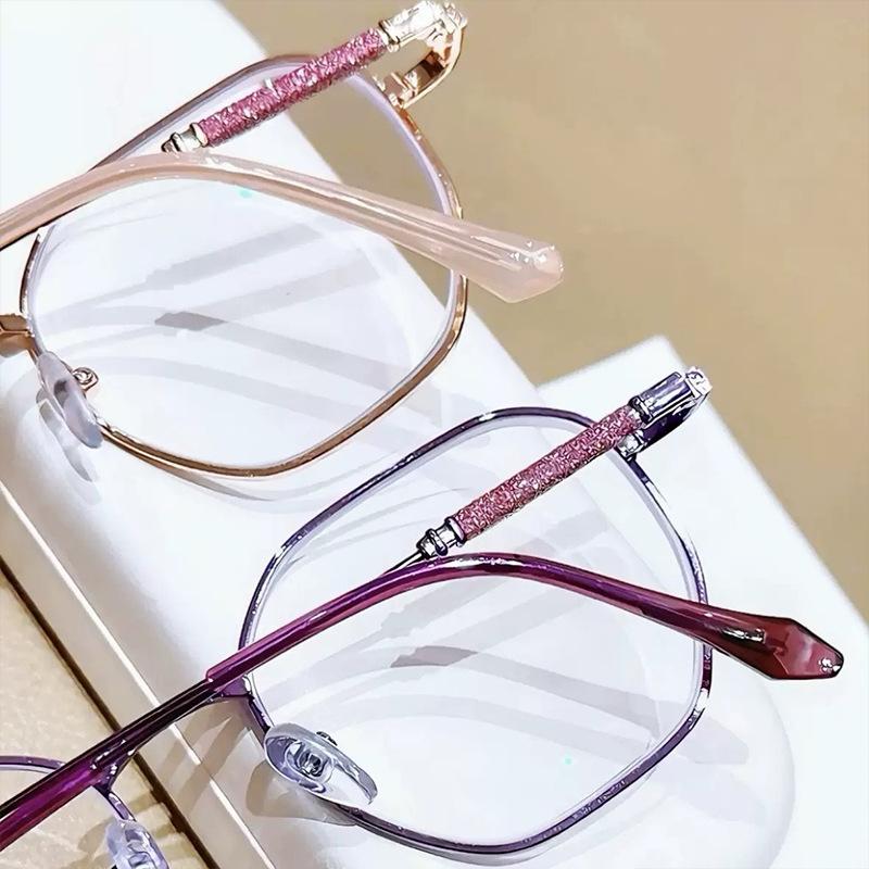 Purple Silk Fashionable Reading Glasses Vintage Silver High-End Reading Glasses Personalized Metal Frames Presbyopia Eyewear