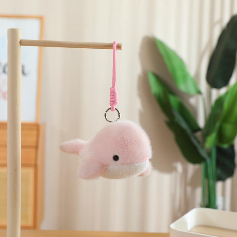 10/18cm Marine Animal Plush Pendant Stuffed Purple Dolphin Killer Whale Shark Seal Keyring with Loop Small Plushie for Bag Gift
