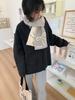 Blended knitted bow wool couple high-end small scarf women's Korean thickened warm versatile scarf