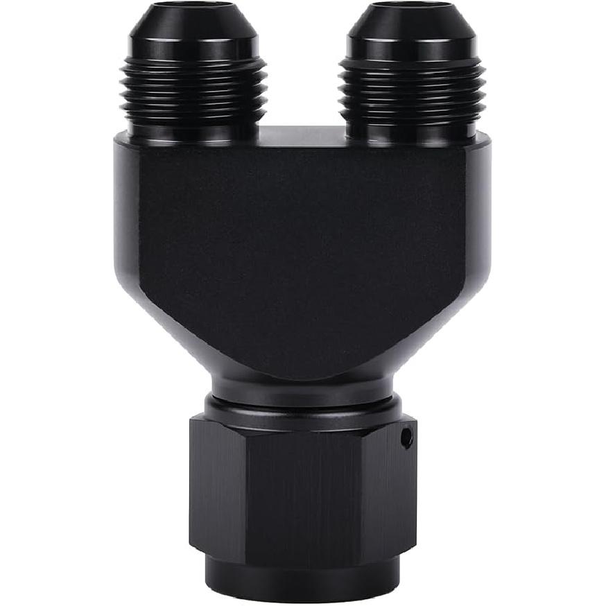 10AN Female to Parallel Dual 10AN 10AN Male Y Block Fuel Fitting Splitter Adapter Connector Aluminum Black