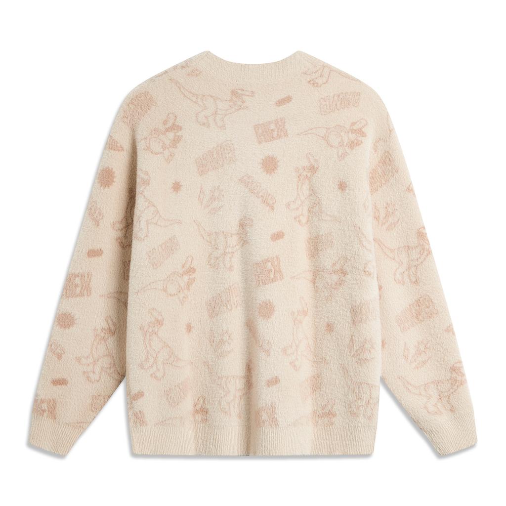 Li Ning X Disney Collaboration Hugging Dragon Series All Over Print Letter Single Button Fleece Long Sleeve Knit Sweater Unisex sweater AMBU214-4