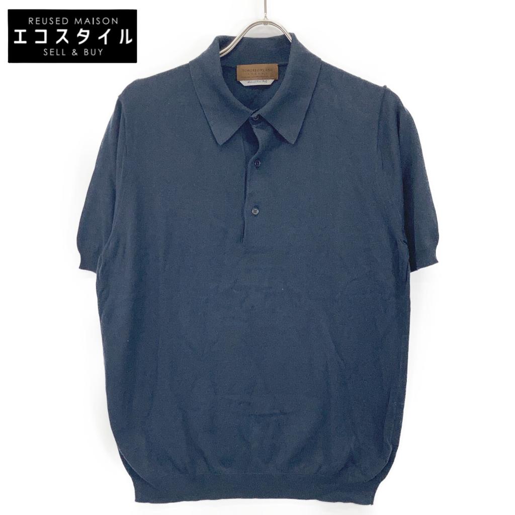 TOMORROWLAND 61-02-12-02002 Navy Silk Cotton Knit Polo Shirt SESIA Tops M NavyUsed