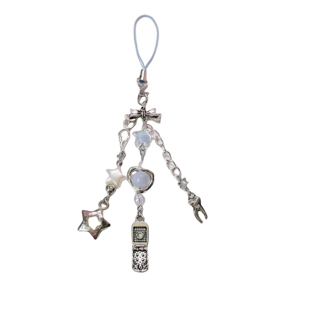 Handmade Beaded Phone Strap With Cute Charm For Girls Y2K Style Anti Drop Fashion Keychain Jewelry Accessory