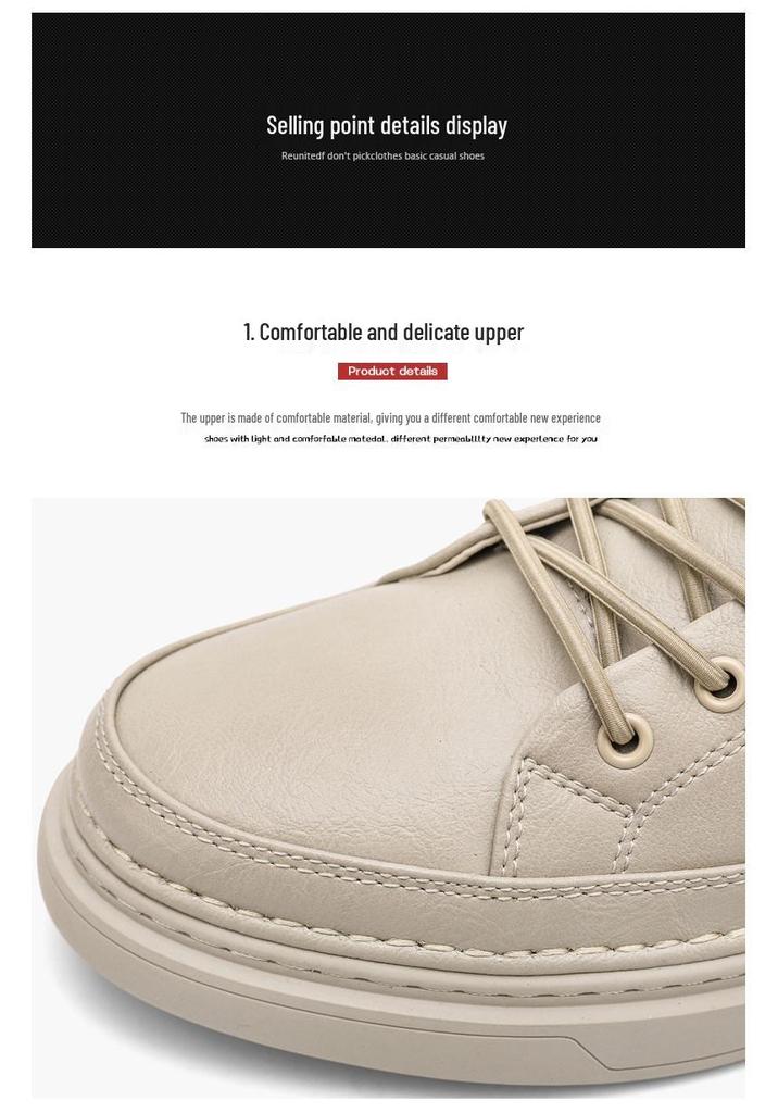 Men's Spring 2026 Casual Leather Shoes - Trendy Korean Style Versatile Youth Sports Board Shoes