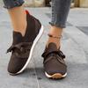 2025 New Style Flyknit Mesh Breathable Casual Lightweight Lace-Up Chunky Heel Women's Casual Flats Women's Size 43