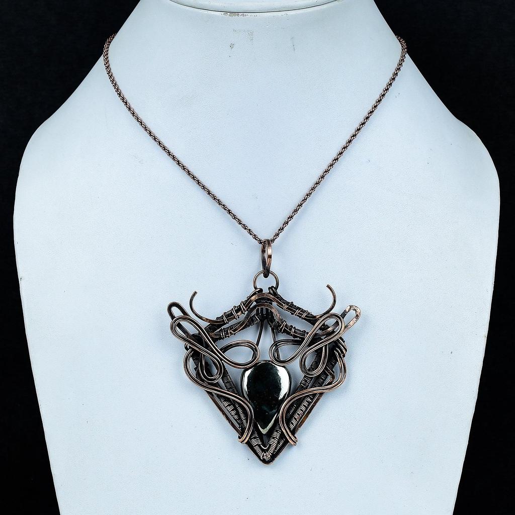 Golden Apache Pyrite Pendant, 999 Copper Wire Wrapped Jewelry, Gemstone Pendant, Gift For Her Handmade Dainty Jewelry